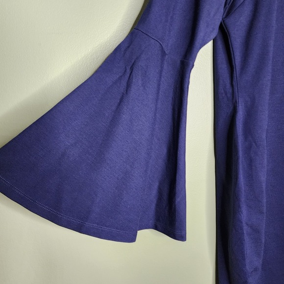 Venus Blue Dress Bell Sleeve Mock Neck Stretch Zipper Bodycon Whimsigoth XL - Picture 3 of 9